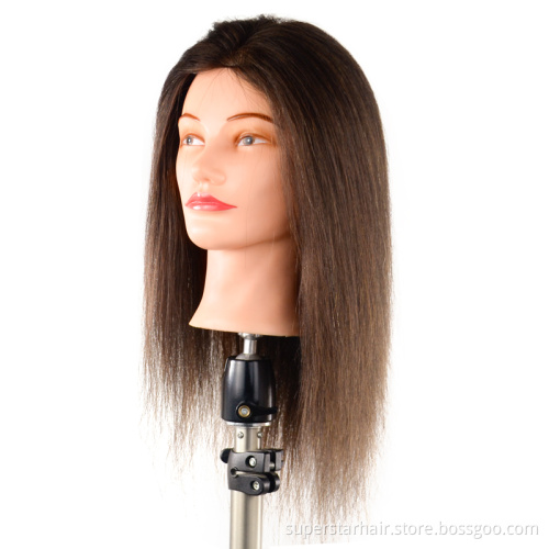 Natural human hair training mannequin head training perming hairdressing head beauty school manikin head